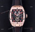 Best Replica Hulot Masterpiece Rose Gold Tourbillon Skeleton Watch Hand-Winding Movement 